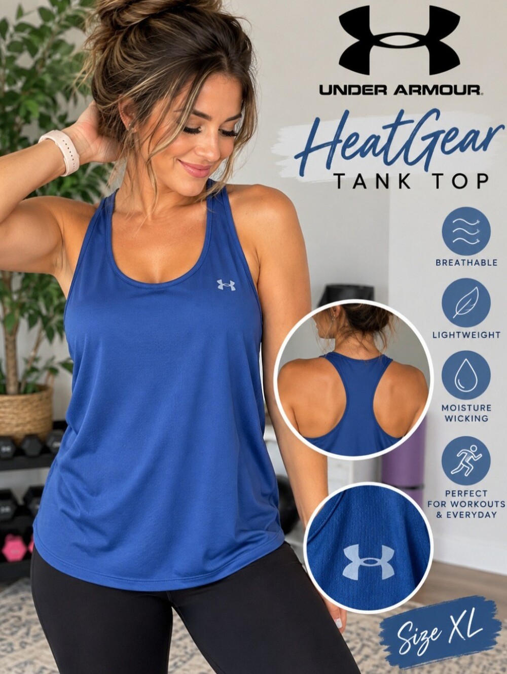 Under Armour HeatGear Blue Racerback Athletic Tank Top